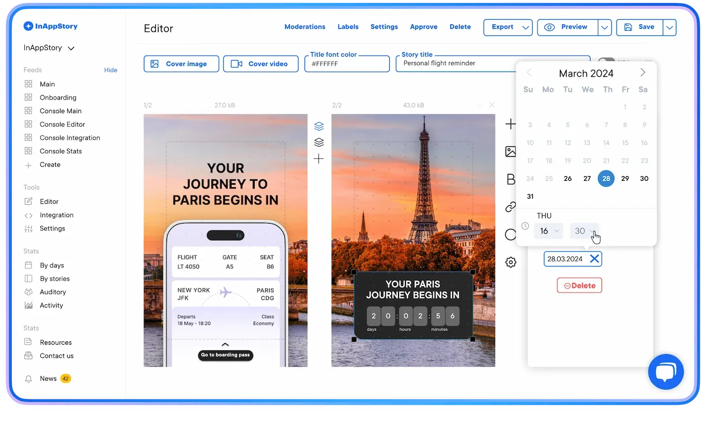 Seamless UX for creating and managing stories
